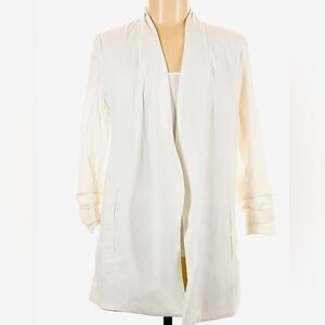 Cinched Sleeve White Gorgeous Blazer